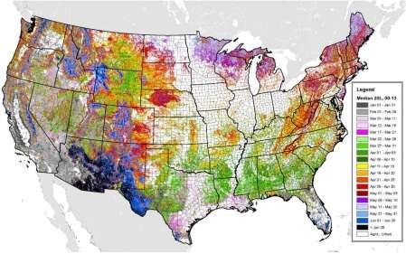 Researchers map seasonal greening in US forests, fields, and urban areas