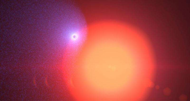 Red dwarf burns off planet's hydrogen giving it massive comet-like tail