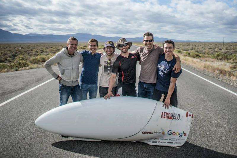 Human-powered speedbike in Nevada challenge breaks record