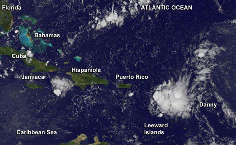NASA sees Tropical Depression Danny affecting Leeward Islands