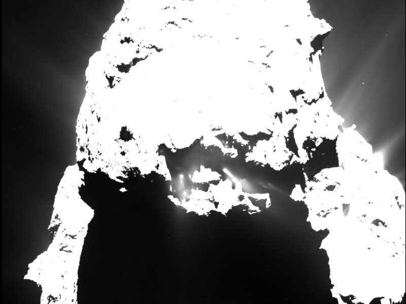 Rosetta’s comet remains active after nightfall and emits dust jets into space