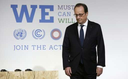 French President Hollande attends the Action Day on December 5, 2015 at the World Climate Change Conference 2015 (COP21) at Le B