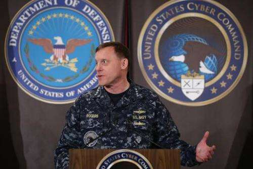 Admiral Michael Rogers, commander of the US Cyber Command and director of the National Security Agency delivers remarks on March
