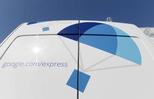 A Google Shopping Express van is seen at Google headquarters on May 5, 2014, in Los Angeles, California