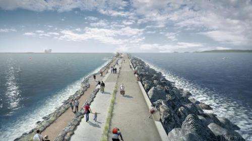 An artist's impression of the proposed tidal lagoon in Swansea Bay