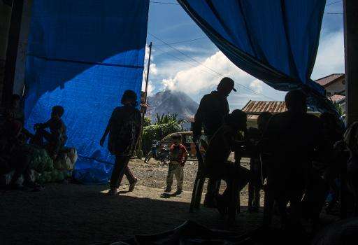 An evacuation shelter set up following Mount Sinabung volcano eruptions in Surbakti village, in Karo district, North Sumatra pro