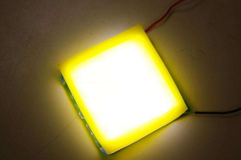 A new design for an easily fabricated, flexible and wearable white-light LED