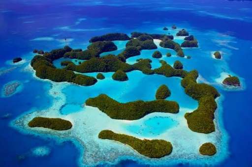 A photo received on October 28, 2015 shows Palau's Rock Islands as the tiny Pacific island nation created a vast marine sanctuar