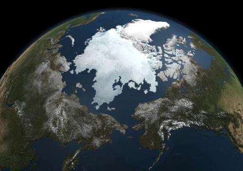A picture by NASA's Aqua satellite taken on September 3, 2010, shows the Arctic sea ice