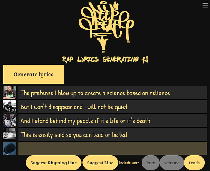 A rap generator is now available to the public on the Internet