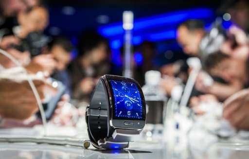 A Samsung Gear S, a mobile watch device is seen during an event in Berlin ahead of the consumer electronics trade fair 'Internat