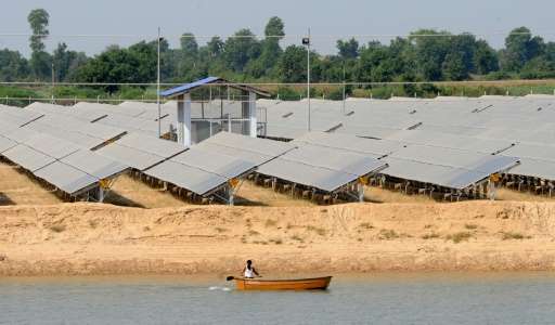 A solar farm in the village of Gunthawada, Banaskantha district on October 14, 2011