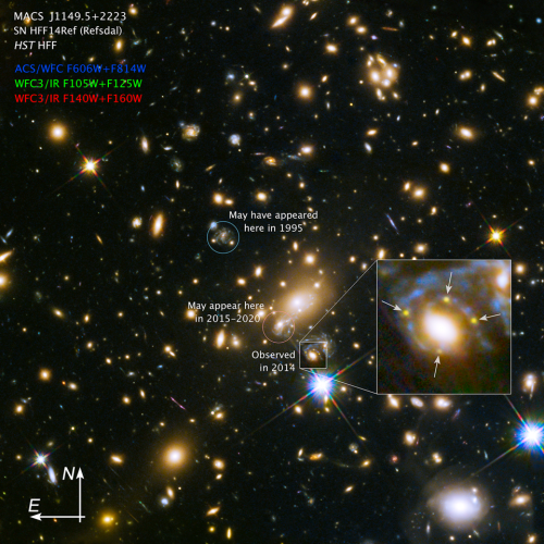 Astronomers observe 4 images of the same supernova using a cosmic lens