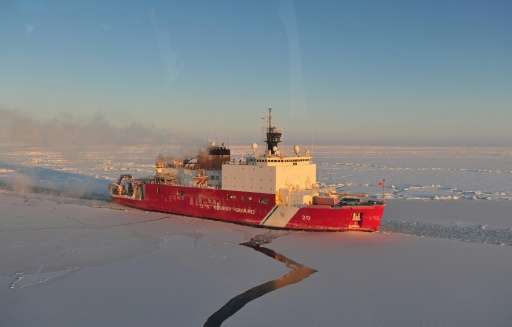 A US Coast Guard photo obtained January 14, 2012 shows the US Coast Guard Cutter Healy as it breaks ice in the Nome Harbor
