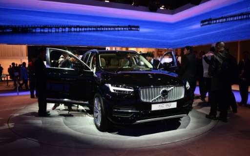 A Volvo XC90 is displayed at the 16th Shanghai International Automobile Industry Exhibition in Shanghai on April 20, 2015
