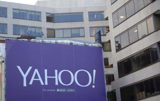 A Washington, DC building is wrapped in a billboard for the troubled technology company Yahoo, said December 8 2015 to be a poss