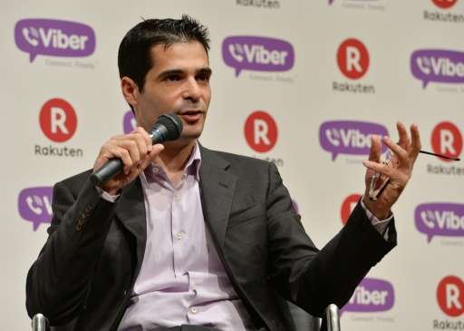CEO of application maker Viber Media Talmon Marco announces Japan's online shopping giant Rakuten's acquisition of his company f