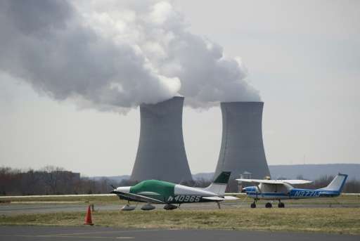 Cooling towers at the Limerick nuclear power plant in Pottstown, Pennsylvania