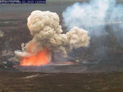 Crater collapse causes lava explosion on Hawaii's Kilauea