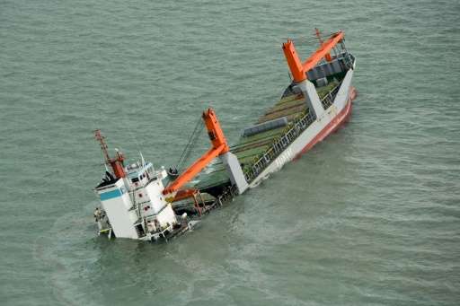 Dutch frighter Flinterstar sinks after colliding with Marshall Island-flagged tanker Al-Oraiq, in the North Sea off the Belgian 