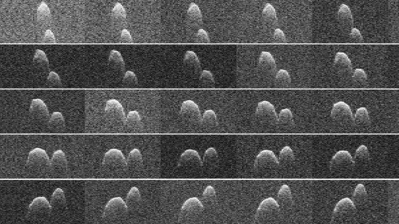 Earth flyby of 'Space Peanut' captured in new video