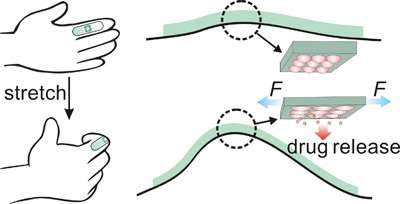 Elastic drug delivery technology releases drugs when stretched