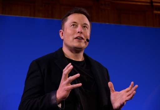 Elon Musk, CEO of US automotive and energy storage company Tesla, presents his outlook on climate change at the Paris-Sorbonne U