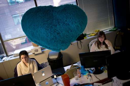 Employees of mobile dating application Hinge at their office in Washington DC, on February 11, 2014