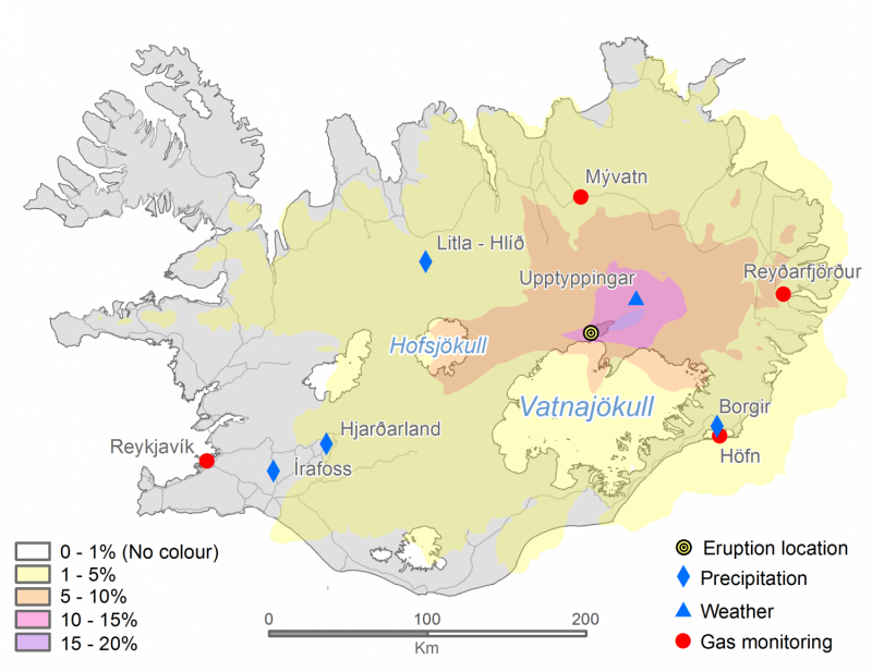 Eruption of Bardarbunga volcano in Iceland spread SO2 pollutants over Europe