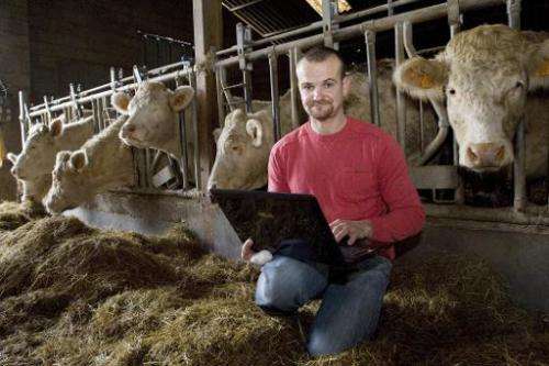 Farmers like Sylvain Frobert can log onto what looks very much like a traditional online dating website, to admire the muscular 