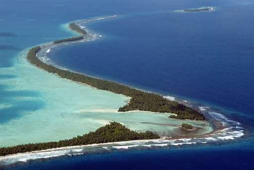 Funafuti Atoll of Tuvalu, pictured here on February 19, 2004, joined the &quot;V20&quot; group to marshal resources for the figh