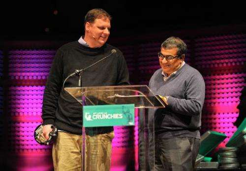 Gigaom founder Om Malik (right) at the TechCrunch 8th Annual Crunchies Awards on February 5, 2015 in San Francisco