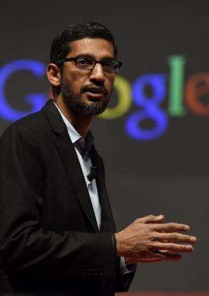 Google Senior Vice President Sundar Pichai gives a keynote address during the opening day of the 2015 Mobile World Congress in B