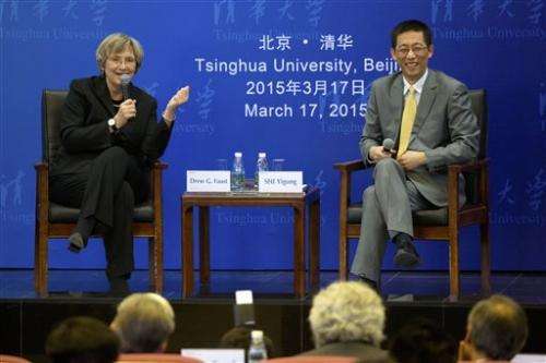 Harvard's president speaks in China about climate change
