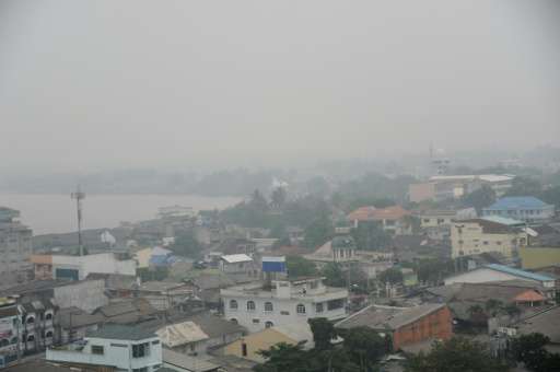 Haze covers the southern Thai city of Narathiwat on October 23, 2015