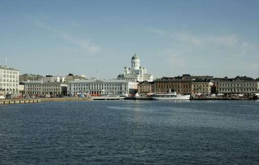 Helsinki's cathedral and market square seen from the harbour
