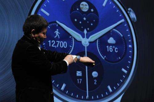 Huawei's Consumer Business Group Chief Executive Officer Richard Yu presents the new &quot;Huawei Watch&quot; in Barcelona on Ma