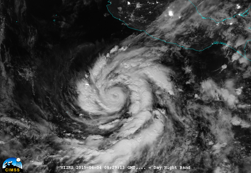 Hurricane Blanca now appears less organized in NASA infrared light