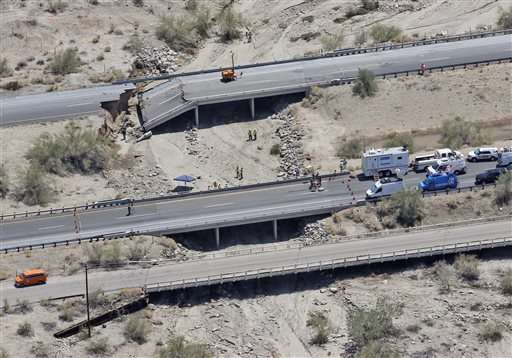 I-10 at washed out bridge in California to reopen Friday