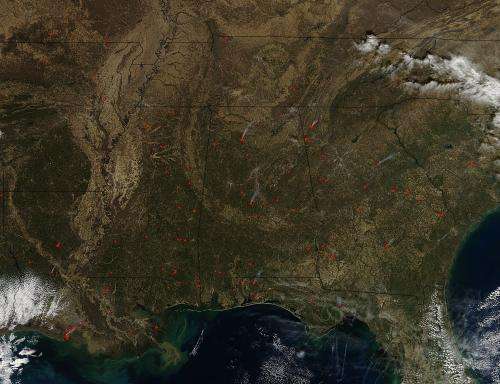 Image: Fires dot the southeastern United States