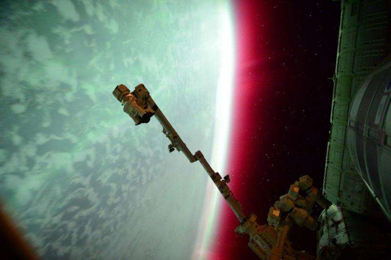 Image: Lights of an aurora from the International Space Station