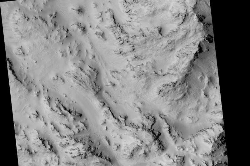 Image: Seasonal flows in the central mountains of Hale Crater