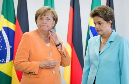 In August 2015, Brazilian President Dilma Rousseff (R) issued a joint statement with German chancellor Angela Merkel calling for