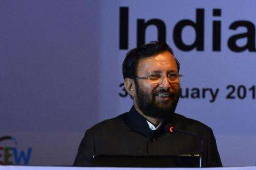 India's Environment Minister, Prakash Javadekar speaks during India's climate policy conference in New Delhi on February 3, 2015