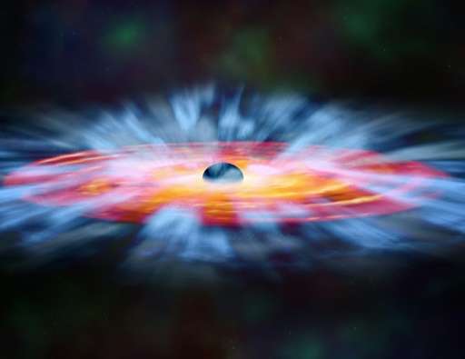 In this NASA artist's illustration turbulent winds of gas swirl around a black hole. Albert Einstein's general theory of relativ