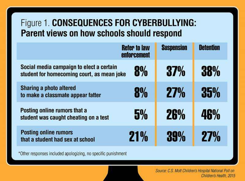 是网络欺凌吗？父母的观点对学校应该如何应对的意见