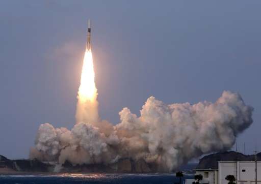 Japan's H-IIA rocket lifts off from the launch pad at the Tanegashima Space Center in Kagoshima prefecture on November 24, 2015