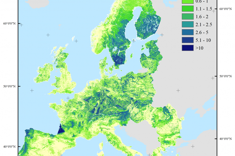 Mapping wood production in European forests