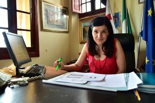 Mayor of Arborea Manuela Pintus in her office near Oristano in Sardinia
