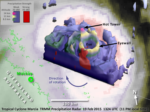 NASA-JAXA's TRMM satellite sees rapid intensification of category-5 Marcia
